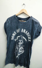 Vintage son of anarchy print grey top uk 10