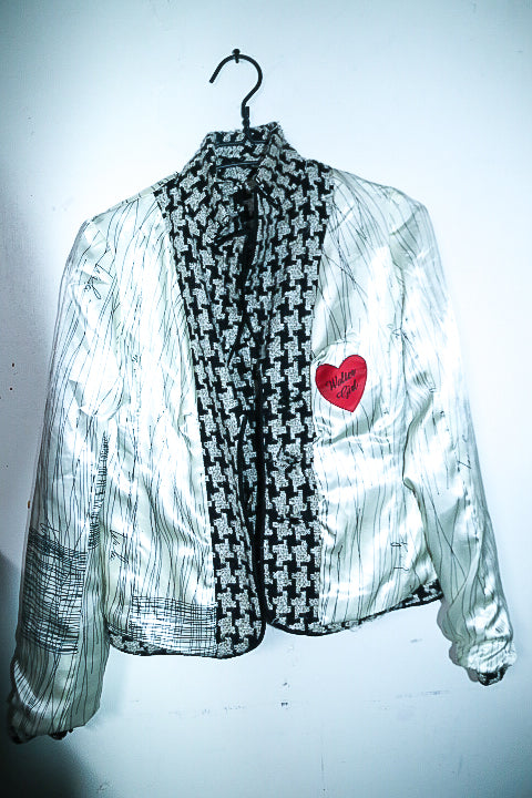 Vintage women Walter tweed black & cream patterned long sleeve blazer jacket in M|L24 W18|SKU 6652