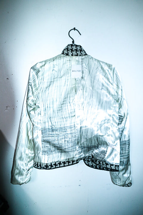 Vintage women Walter tweed black & cream patterned long sleeve blazer jacket in M|L24 W18|SKU 6652