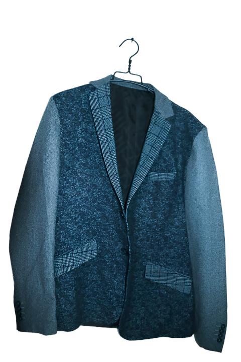 Vintage men Desigual grey tweed check casual fitted blazer in L|L34 W22|SKU 6653