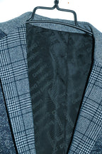 Vintage men Desigual grey tweed check casual fitted blazer in L|L34 W22|SKU 6653