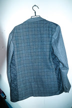 Vintage men Desigual grey tweed check casual fitted blazer in L|L34 W22|SKU 6653