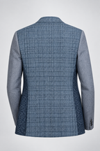 Vintage men Desigual grey tweed check casual fitted blazer in L|L34 W22|SKU 6653