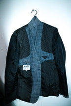 Vintage men Desigual grey tweed check casual fitted blazer in L|L34 W22|SKU 6653
