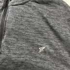 Men's  grey Half Zip Running Pullover Soft Black Stripe L 30 W 19 in size L  SKU 5314