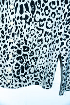Vintage Mystify Womens Black & White Animal Print button down long sleeve top XL|L26 W20|SKU 6664