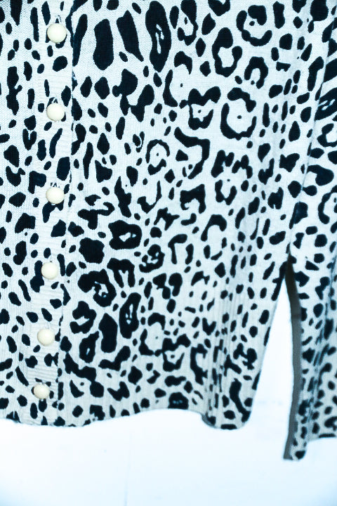 Vintage Mystify Womens Black & White Animal Print button down long sleeve top XL|L26 W20|SKU 6664