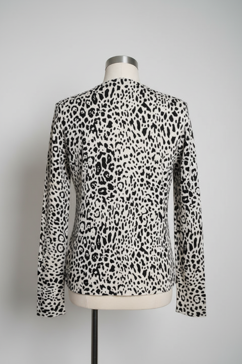 Vintage Mystify Womens Black & White Animal Print button down long sleeve top XL|L26 W20|SKU 6664