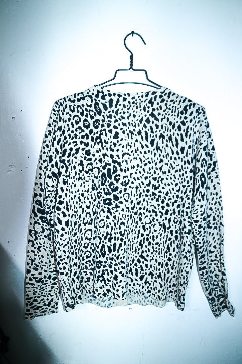 Vintage Mystify Womens Black & White Animal Print button down long sleeve top XL|L26 W20|SKU 6664