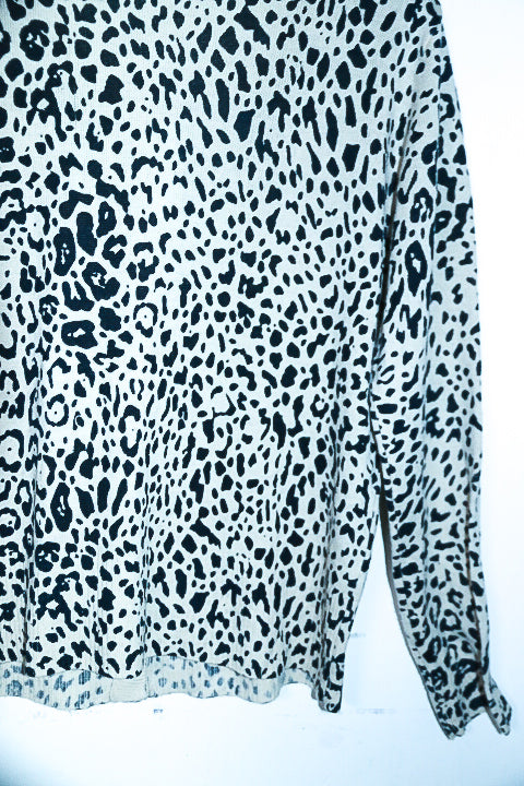 Vintage Mystify Womens Black & White Animal Print button down long sleeve top XL|L26 W20|SKU 6664