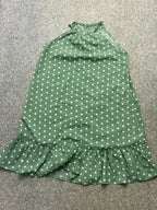 Rubynee Vintage y2k hot round neck green polka dot sleeveless midi dress