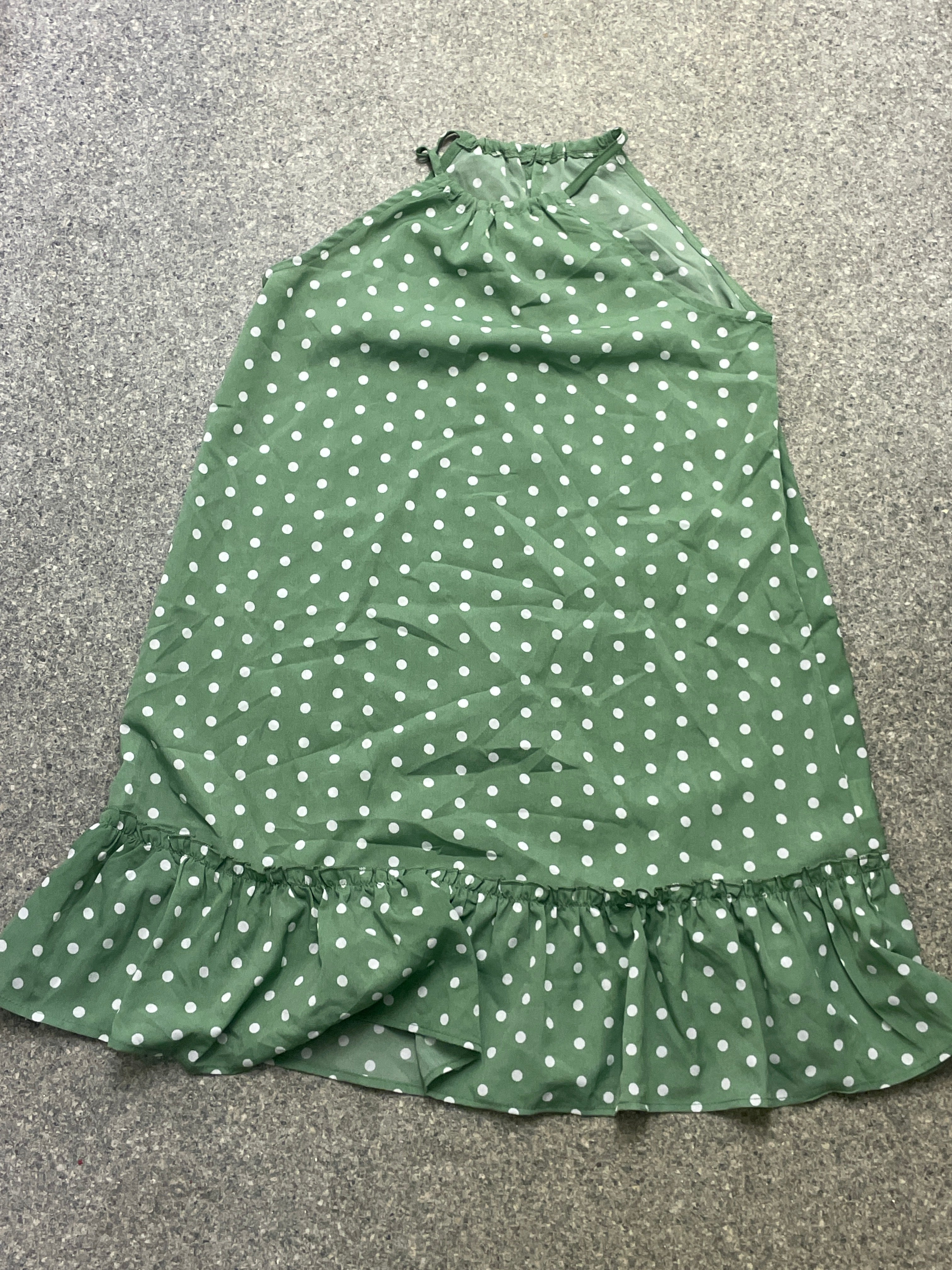 Rubynee Vintage y2k hot round neck green polka dot sleeveless midi dress