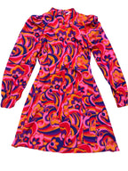 Rubynee Vintage y2k allover print pink women long sleeve midi dress