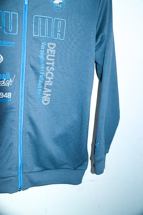 Vintage Unisex grey 90's Deutschland puma full zip high neck track jacket in M|L28W19|SKU 6666