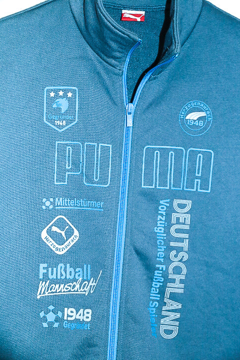 Vintage Unisex grey 90's Deutschland puma full zip high neck track jacket in M|L28W19|SKU 6666