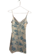 Rubynee Vintage y2k Spaghetti Strap Lace Trim Floral Blue Mini Dress