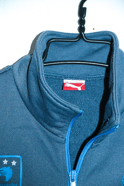 Vintage Unisex grey 90's Deutschland puma full zip high neck track jacket in M|L28W19|SKU 6666