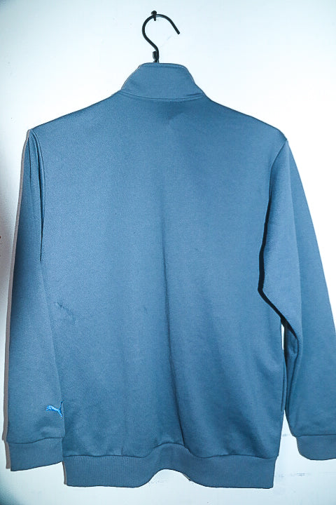 Vintage Unisex grey 90's Deutschland puma full zip high neck track jacket in M|L28W19|SKU 6666