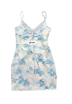 Rubynee Vintage y2k Spaghetti Strap Lace Trim Floral Blue Mini Dress