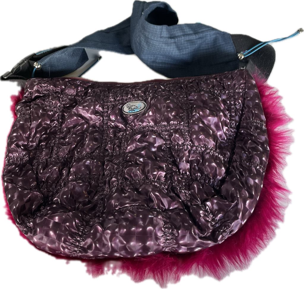 Faux Fur Feather Boa Handbag in Burgundy &amp; Pink | One Size L13 W13 SKU 5278
