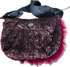 Faux Fur Feather Boa Handbag in Burgundy &amp; Pink | One Size L13 W13 SKU 5278
