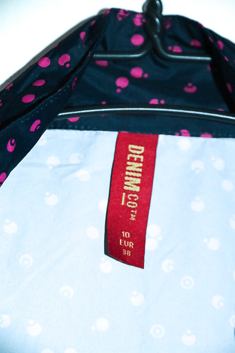 Vintage Denim & Co. women black Polka dot waterproof hoodie UK10 |L31W21|SKU 6667