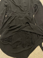 Rubynee Vintage y2k BLACK V NECK LONG SLEEVE SHIFT DRESS