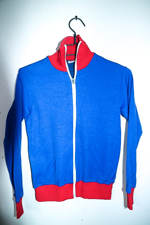 Vintage women blue & red colorblock full zip high neck jacket in XS|L24 W16|SKU 6668
