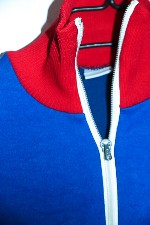 Vintage women blue & red colorblock full zip high neck jacket in XS|L24 W16|SKU 6668