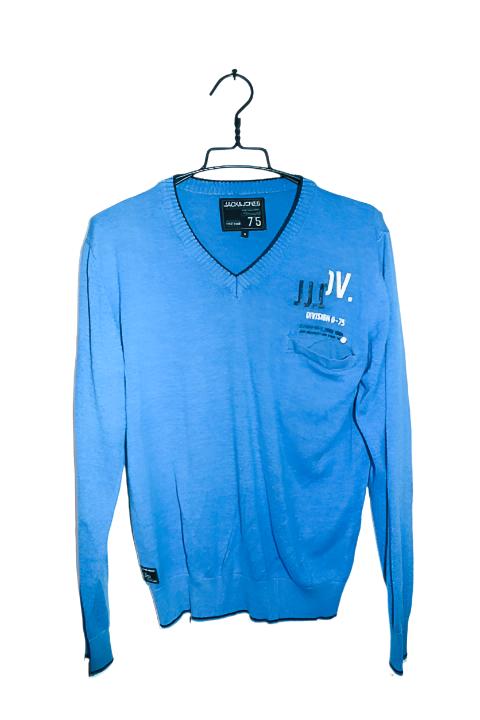 Vintage men Jack & jones Division blue V-neck sweatshirt in M|L26 W20|SKU 6669