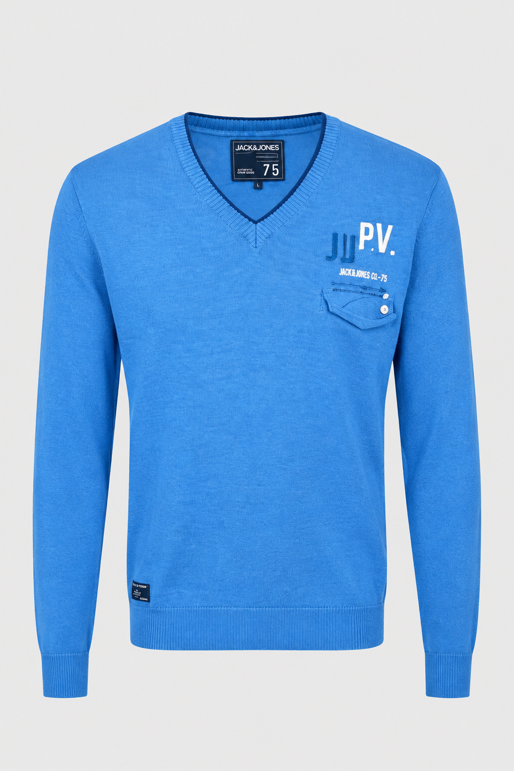 Vintage men Jack & jones Division blue V-neck sweatshirt in M|L26 W20|SKU 6669