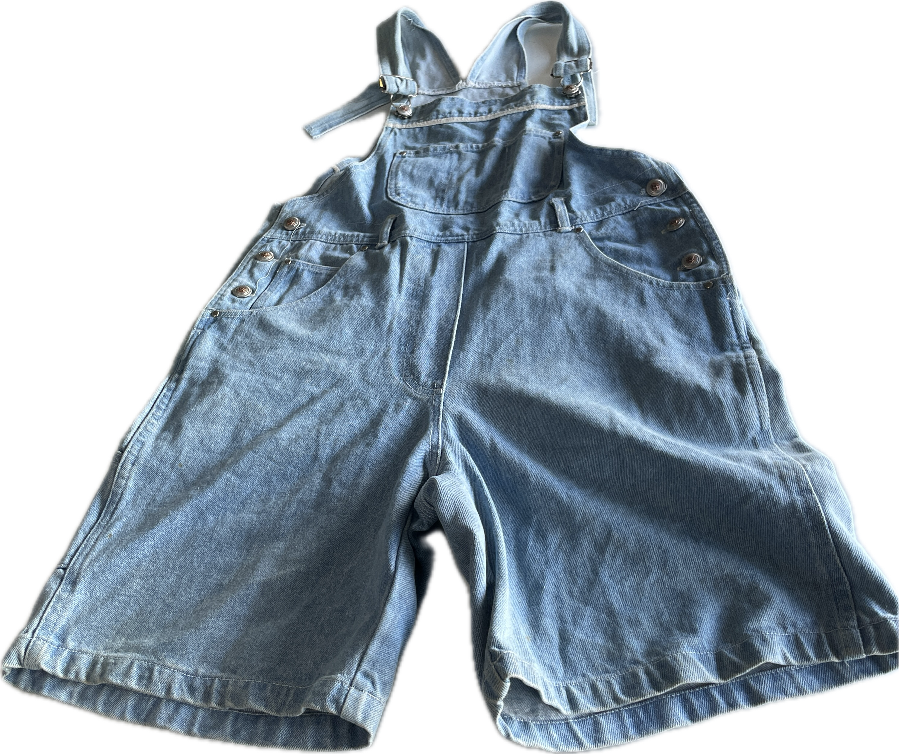 Vintage 1990s Fade-Out Streetwear Short Tails | Denim Shorts L7 W32 Total Length 30 SKU 5282