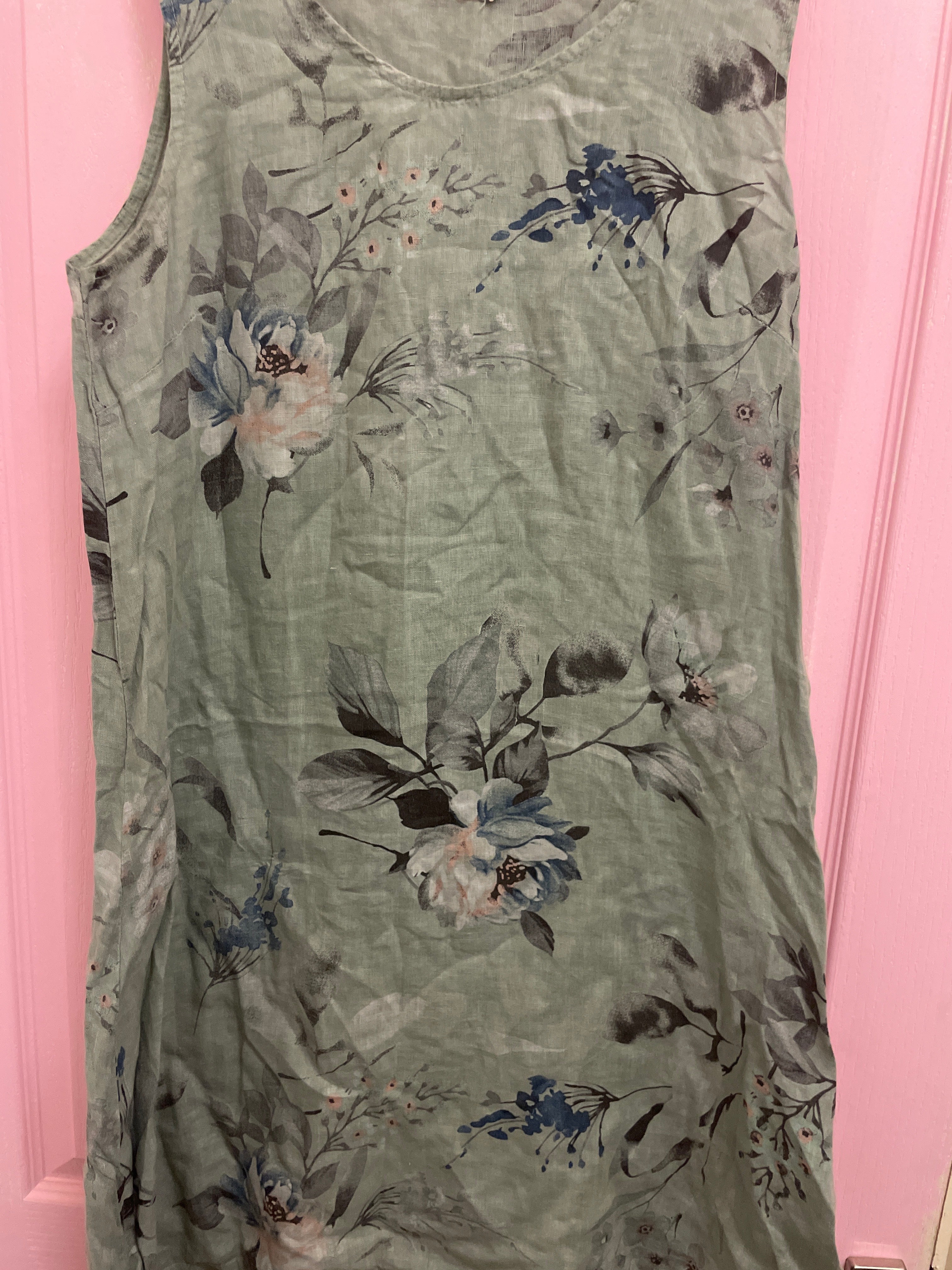 Rubynee Vintage y2k A-line green floral patterned dress size M