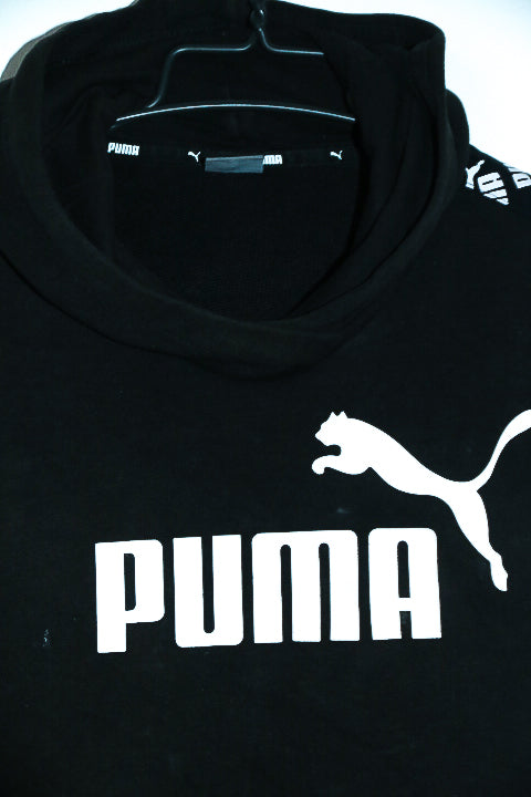 Vintage Unisex Puma graphics logo black hoodie in M|L25 W19|SKU 6670