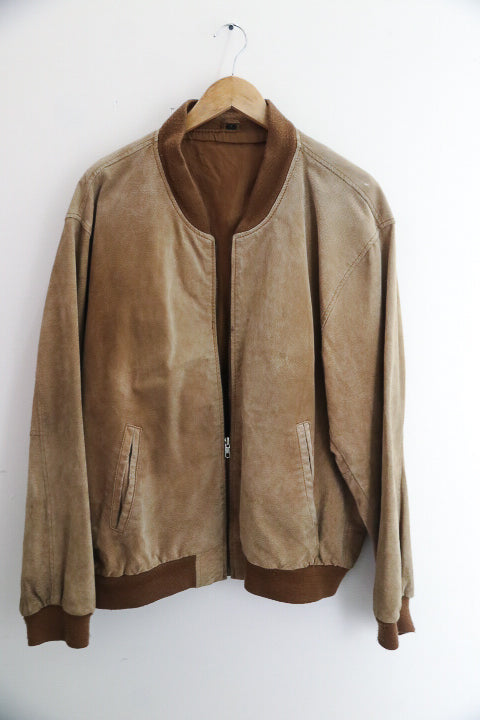 Vintage Suede tan full zip up Xlarge jacket