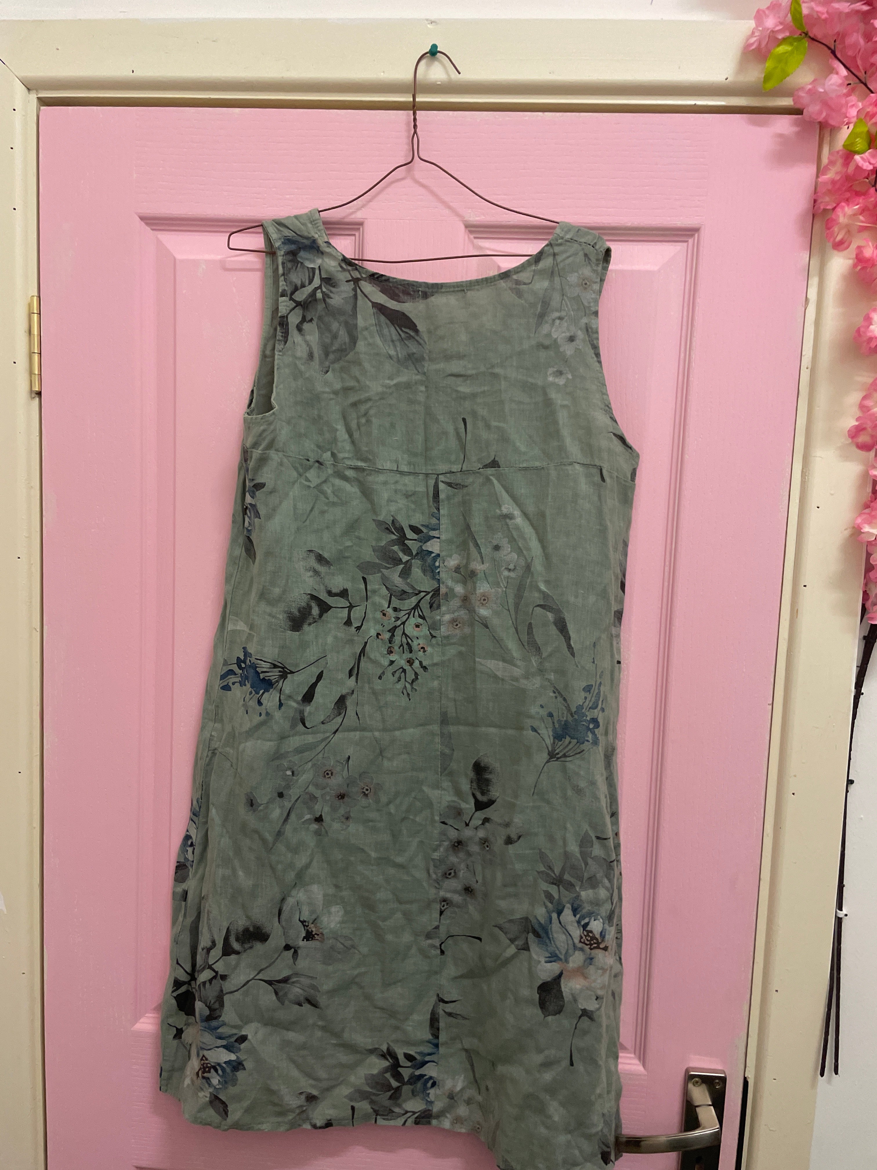 Rubynee Vintage y2k A-line green floral patterned dress size M
