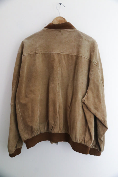 Vintage Suede tan full zip up Xlarge jacket