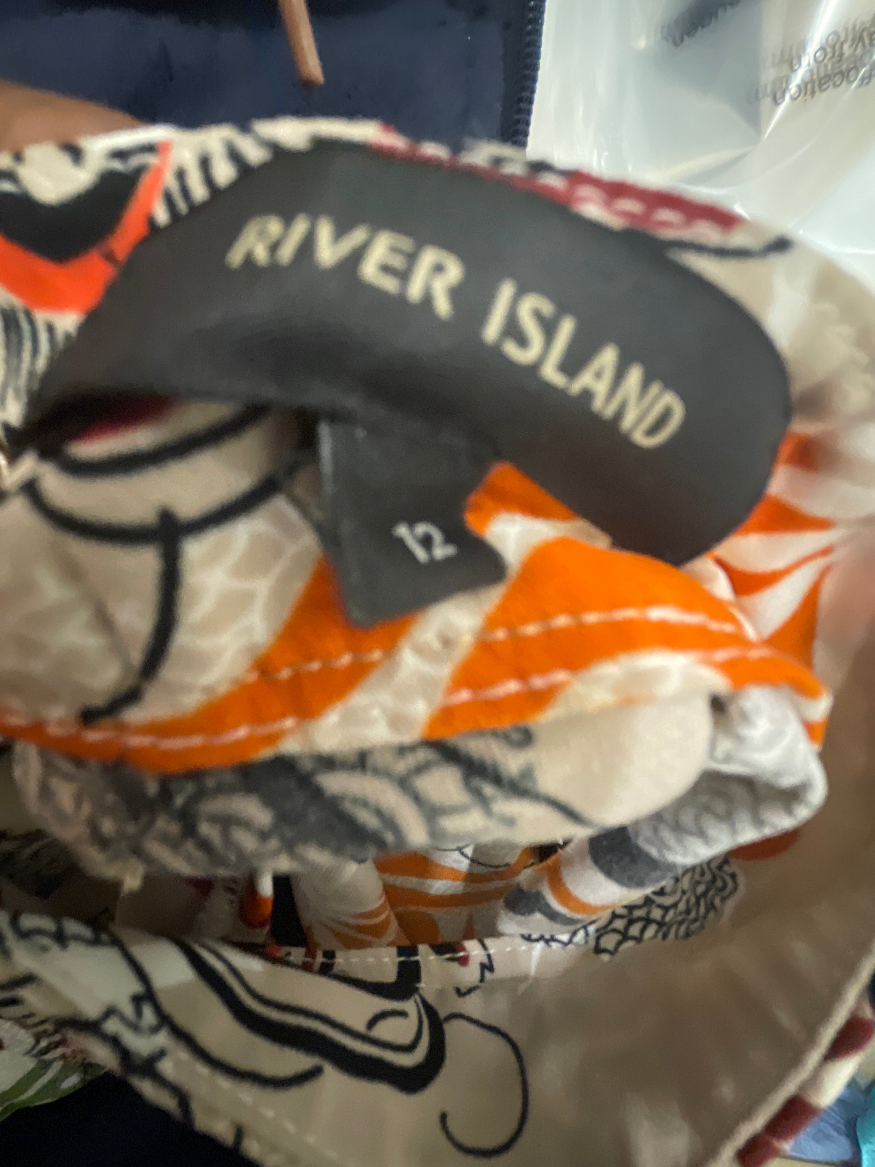 Rubynee Vintage y2k River island all over patterned mustard brown jumpsuit