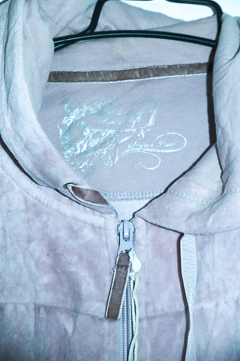 Vintage women Mark & Spencers cream velour full zip hoodie UK18|L27 W20|SKU 6671