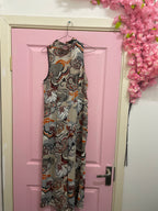 Rubynee Vintage y2k River island all over patterned mustard brown jumpsuit