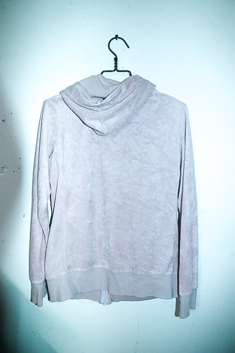 Vintage women Mark & Spencers cream velour full zip hoodie UK18|L27 W20|SKU 6671