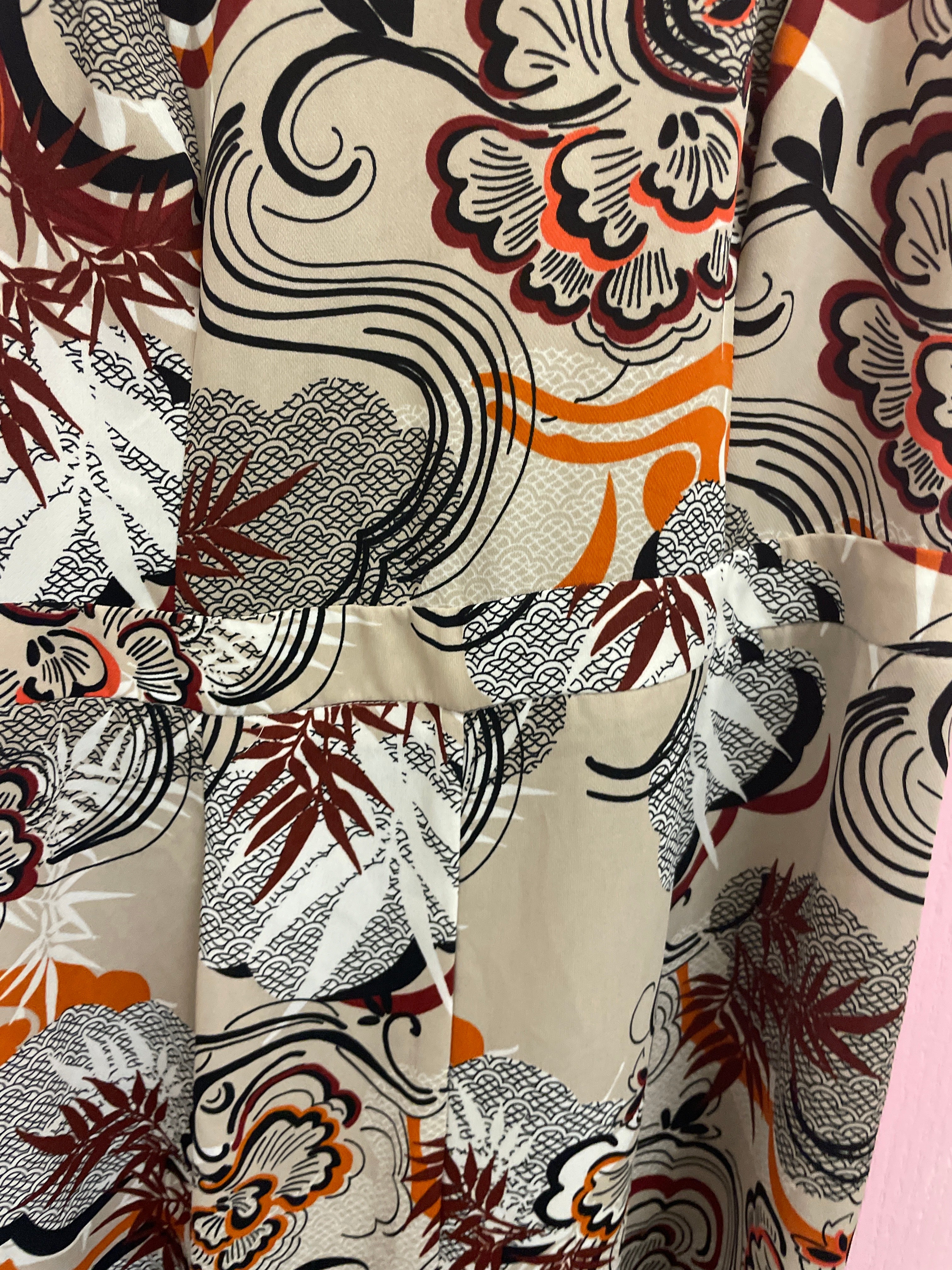 Rubynee Vintage y2k River island all over patterned mustard brown jumpsuit