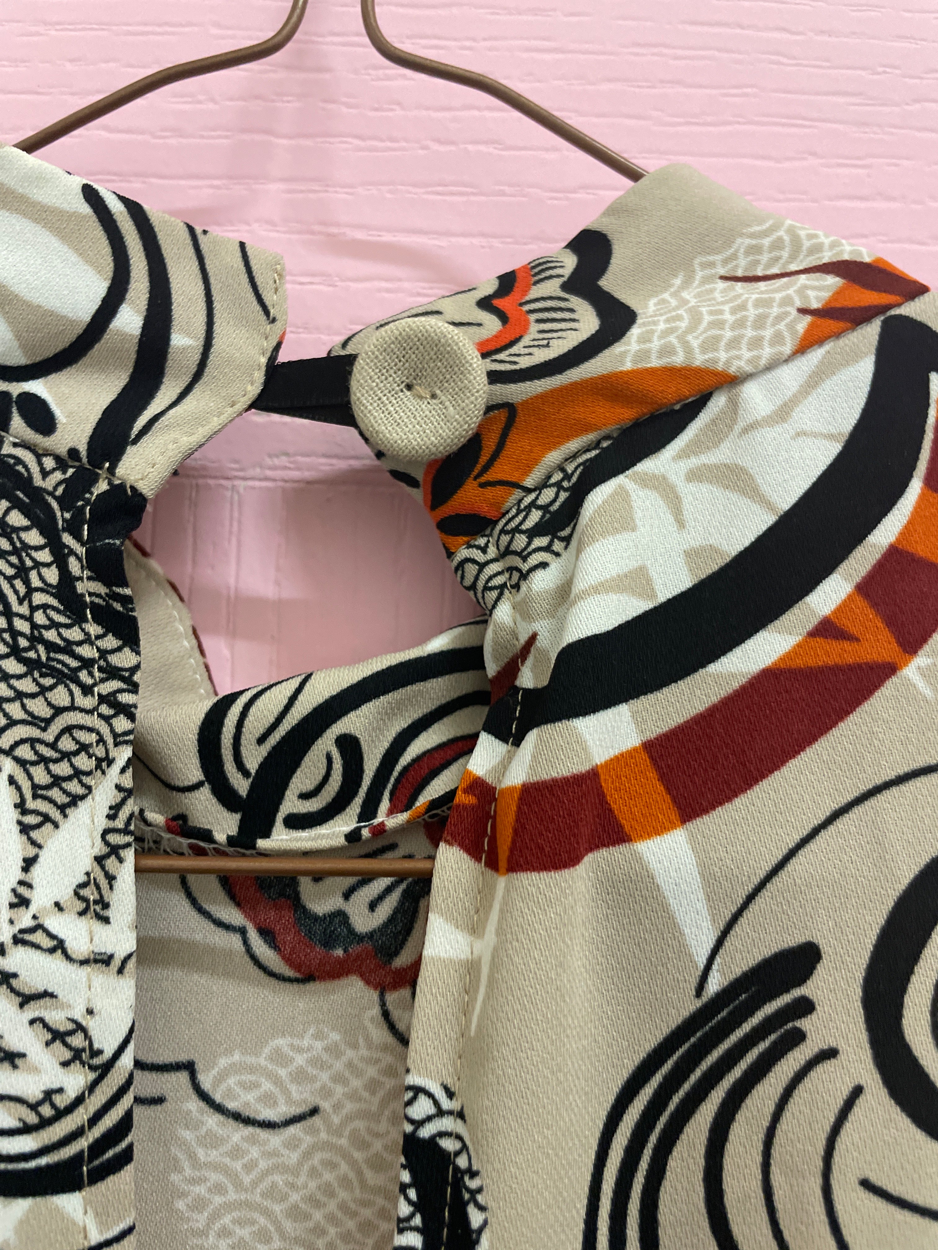 Rubynee Vintage y2k River island all over patterned mustard brown jumpsuit