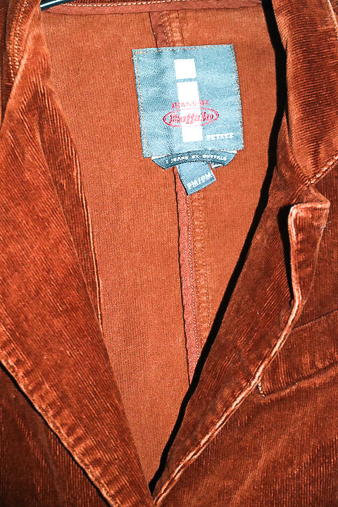 VINTAGE WOMEN BUFFALO PETITE BROWN CORDUROY BLAZER XS/S|L24 W18|SKU 6672