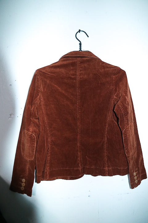 VINTAGE WOMEN BUFFALO PETITE BROWN CORDUROY BLAZER XS/S|L24 W18|SKU 6672