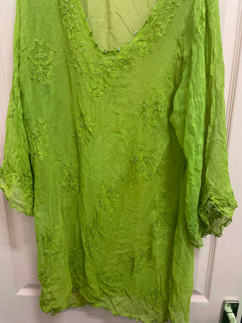 Rubynee Vintage y2k leaf printed kurta green blouse size XL