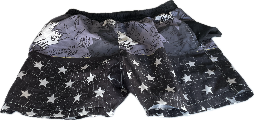 Y2K Camo Streetwear Shorts | Graphic Swim Shorts XXL W28 L5 SKU 5286