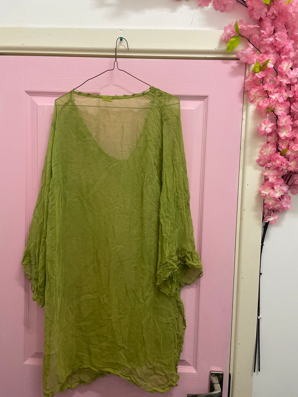 Rubynee Vintage y2k leaf printed kurta green blouse size XL