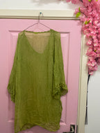 Rubynee Vintage y2k leaf printed kurta green blouse size XL