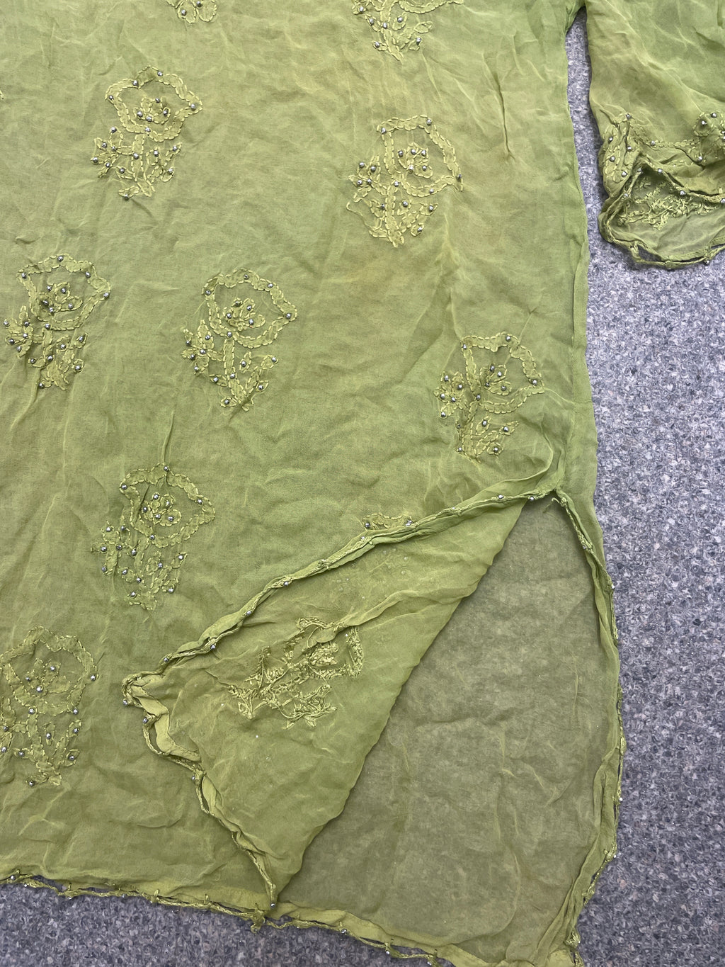 Rubynee Vintage y2k leaf printed kurta green blouse size XL